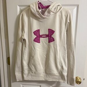 Under Armour Cream Hoodie with Pink Logo
